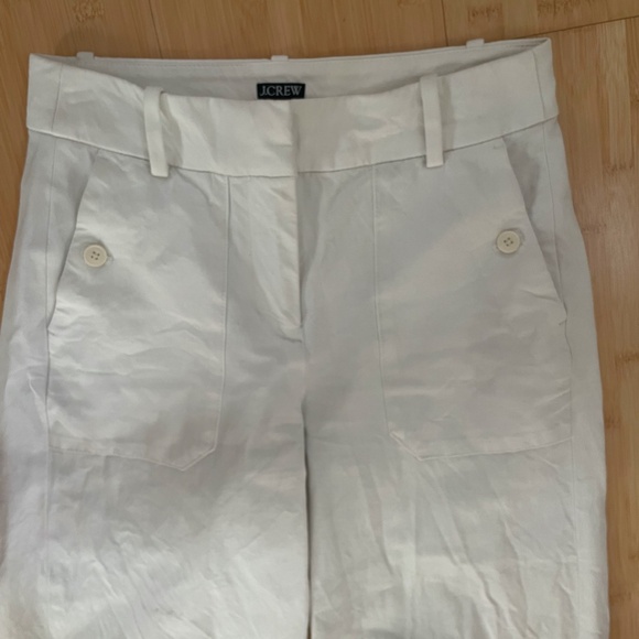 J. Crew Sydney Wide-Leg Pant in Bi-Stretch Cotton Blend, Ivory, Size 0 - Picture 6 of 6